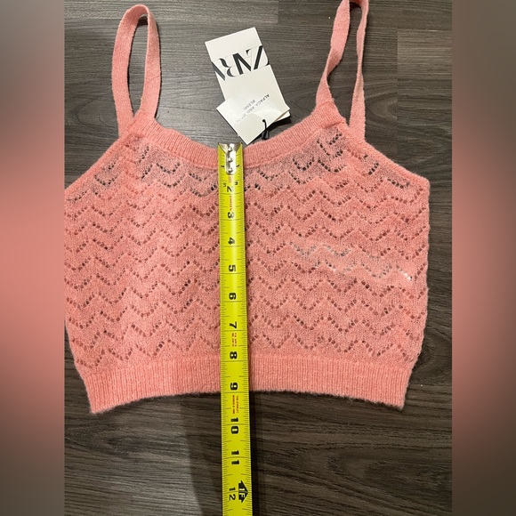 NWT Zara Alpaca-Wool Pointelle Knit Cropped Camisole - Picture 6 of 9